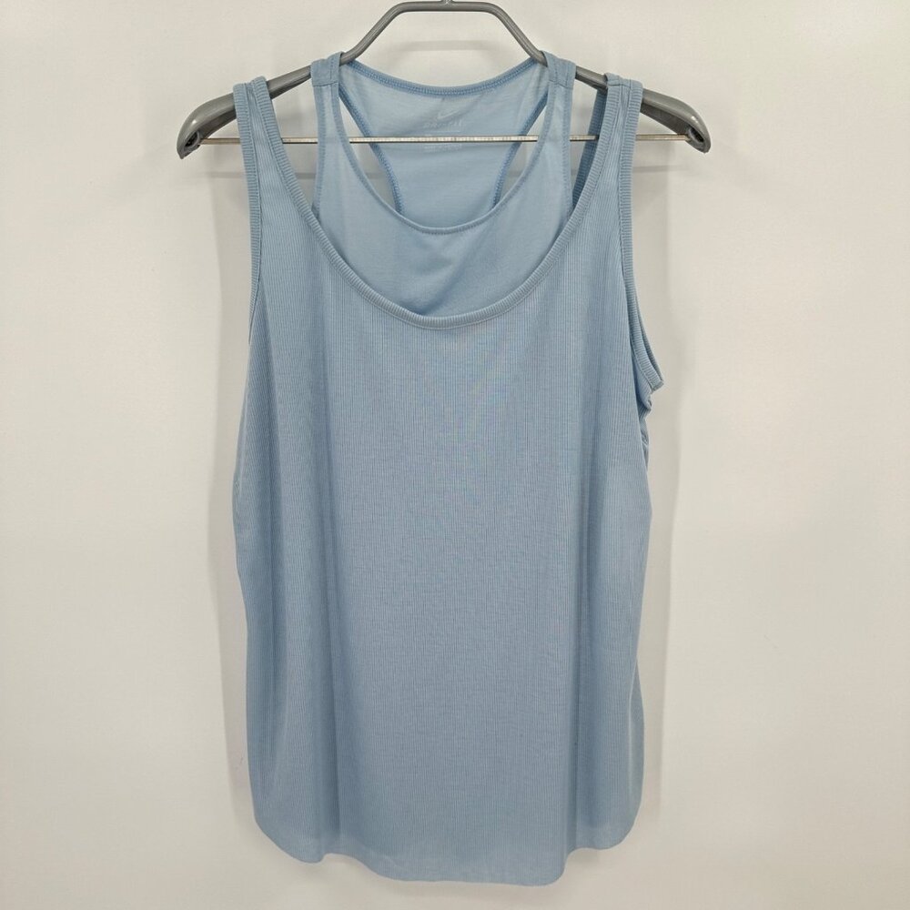 Nike Dri-FIT Light Blue Mixed Media Athletic Tank size L Workout Gym Sleeveless